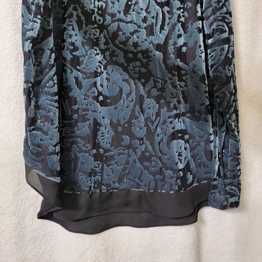 Simply Vera Vera Wang Velvet Burnout Top XLG‎ Fairy Grunge Whimsigoth Teal Black